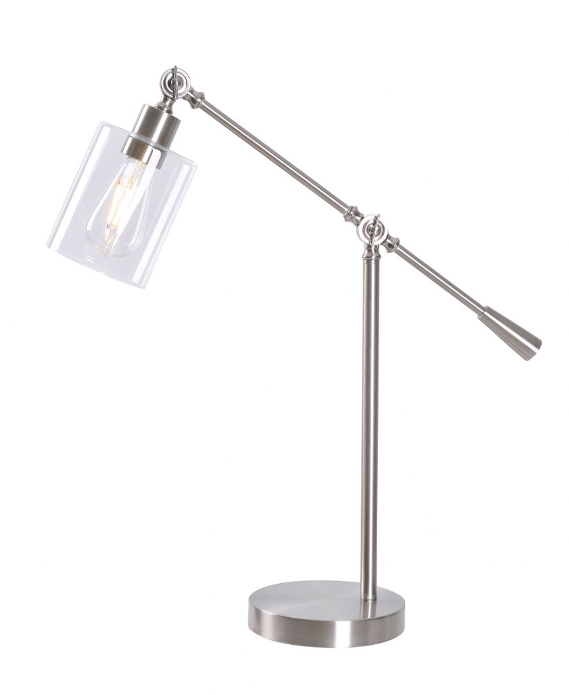 Kenroy Lighting-32974BS-Thornton - 1 Light Desk Lamp   Brushed Steel Finish with Clear Glass