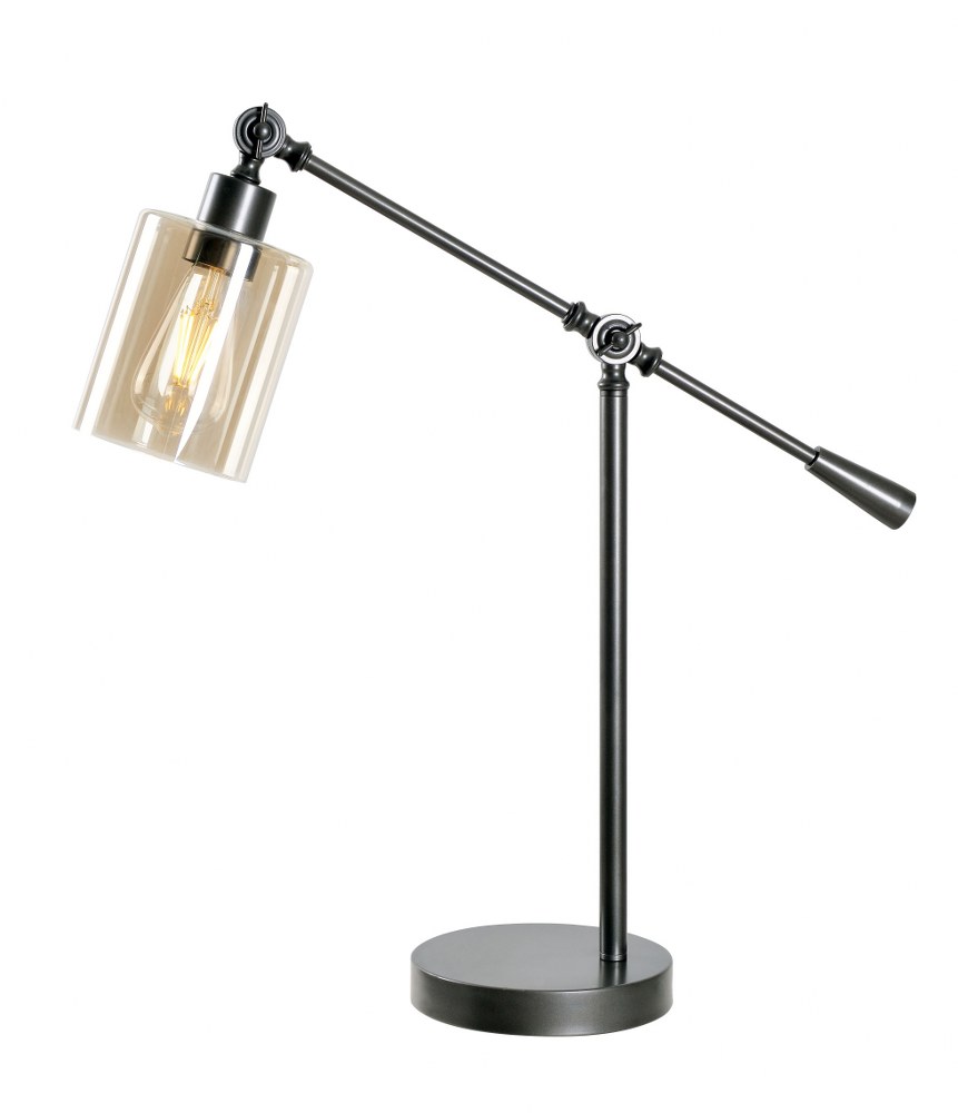 Kenroy Lighting-32974WBZ-Thornton - 1 Light Desk Lamp   Warm Bronze Finish with Iridescent Amber Glass