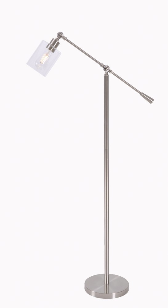 Kenroy Lighting-32975BS-Thornton - 1 Light Floor Lamp   Brushed Steel Finish with Clear Glass