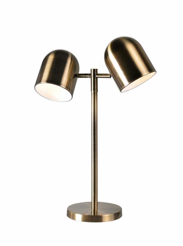 Kenroy Lighting-33172AB-Alden - 2 Light Table Lamp   Antique Brass Finish with Plated Antique Brass/Painted White Shade