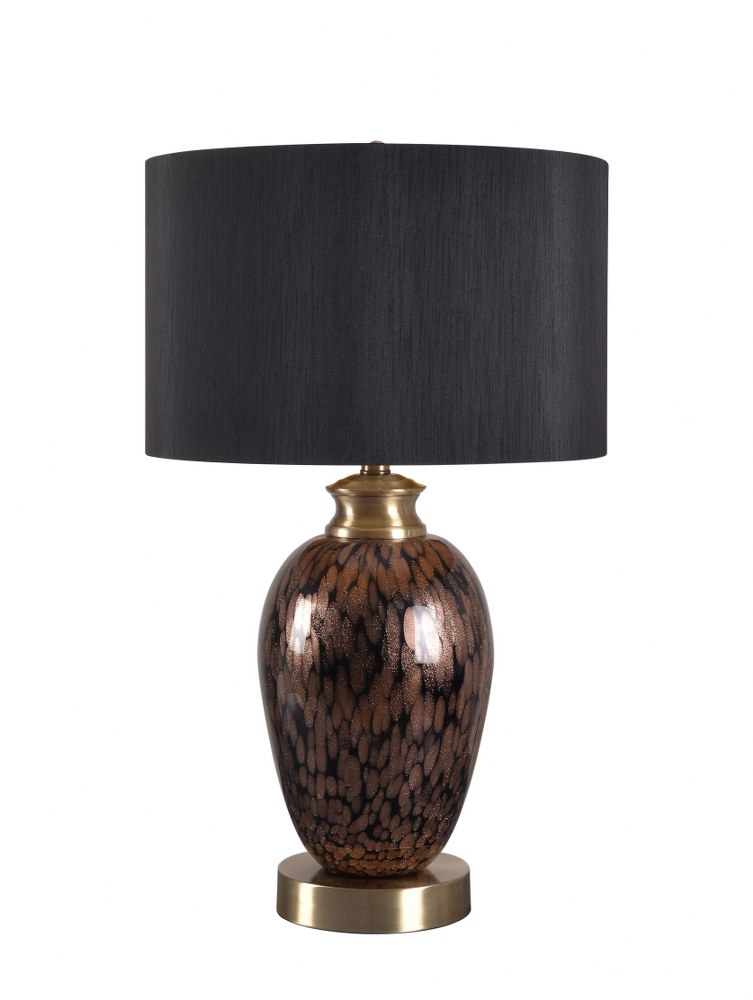 Kenroy Lighting-33203ART-Brielle - 1 Light Table Lamp   Cocoa Brown Art Finish with Black Faux Silk/Gold Shade
