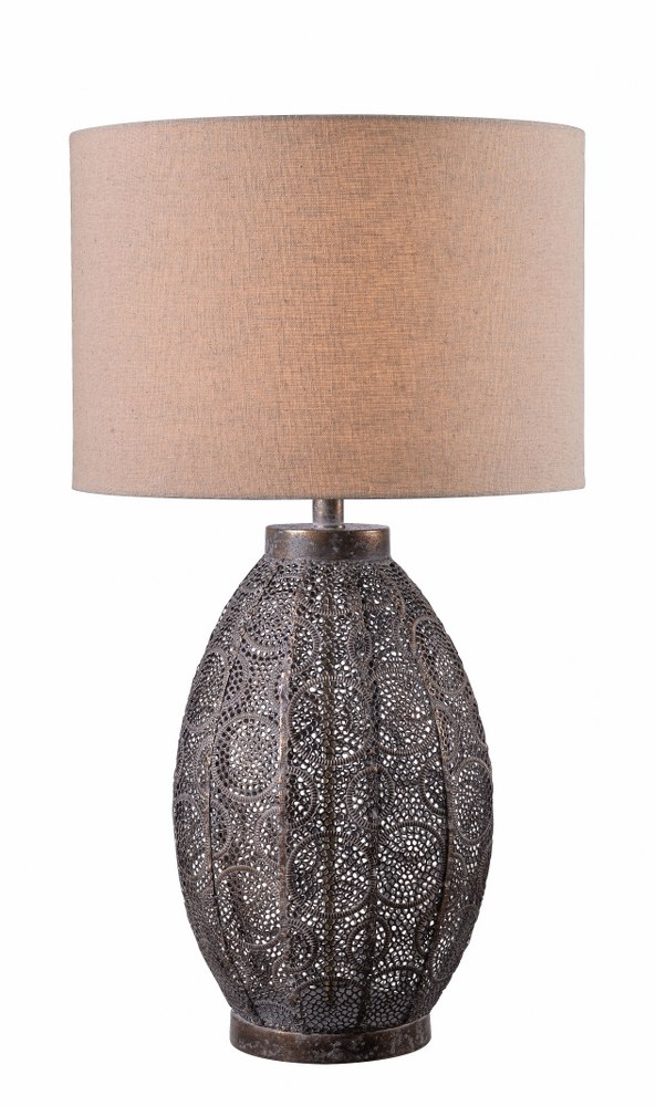 Kenroy Lighting-34049AGDBRZ-Adaline - 1 Light Table Lamp   Distressed Bronze Finish with Beige Linen Fabric Shade