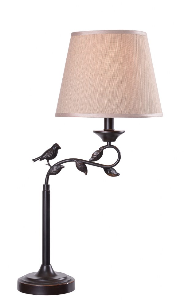 Kenroy Lighting-35218ORB-Birdsong - 1 Light Outdoor Table Lamp   Oil Rubbed Bronze Finish with Tan Fabric Shade