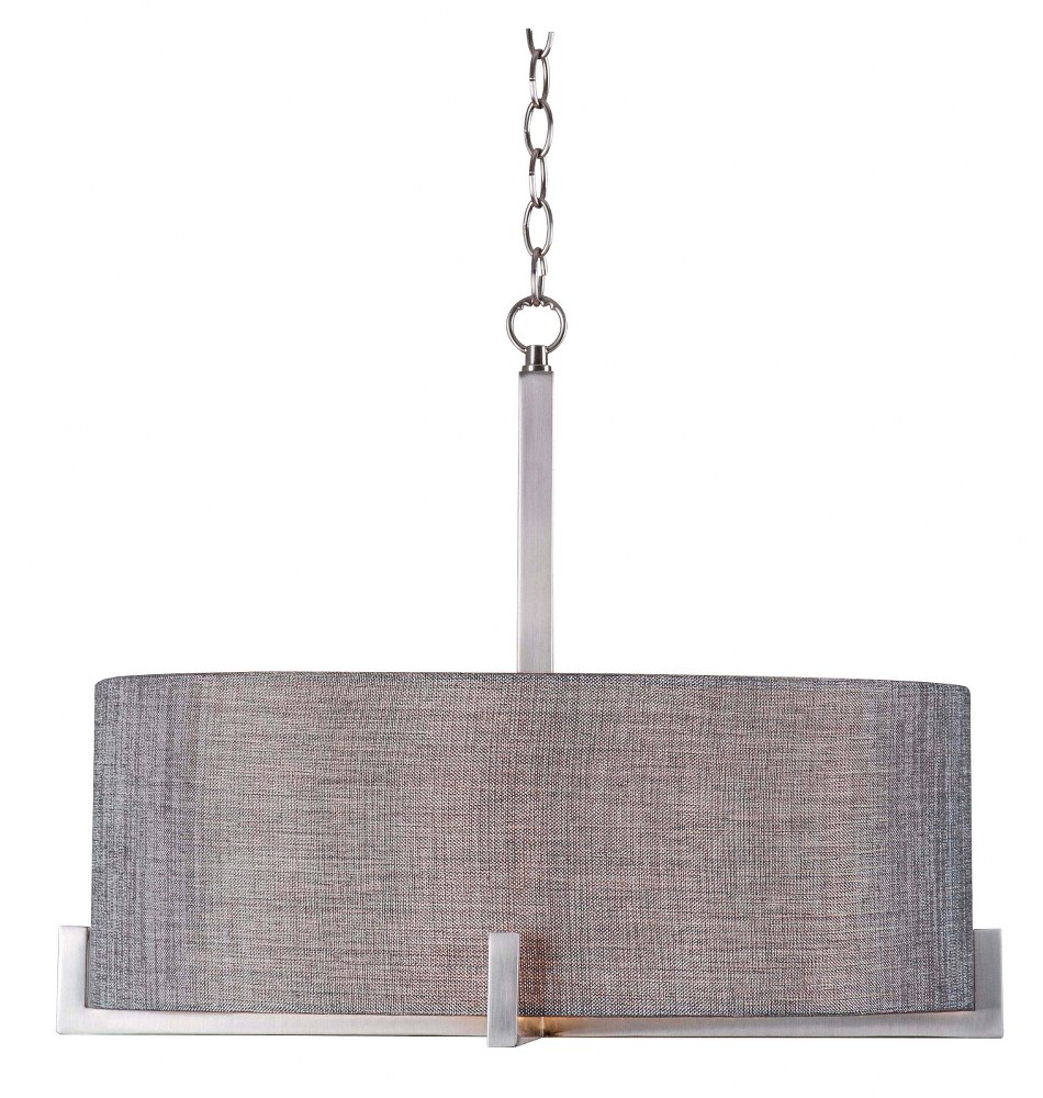 Kenroy Lighting-93325BS-Wiley - Four Light Pendant   Brushed Steel Finish with Gray Textured Fabric Shade