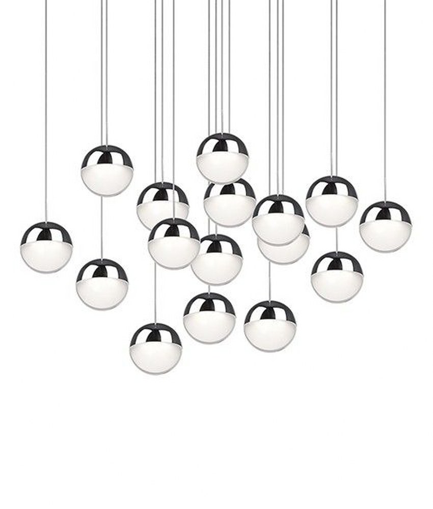 3.88 Inch 5W 1 LED Pendant Kuzco Lighting 402801CH-LED Pluto Chrome Finish with Clear Acrylic/Frosted Glass 