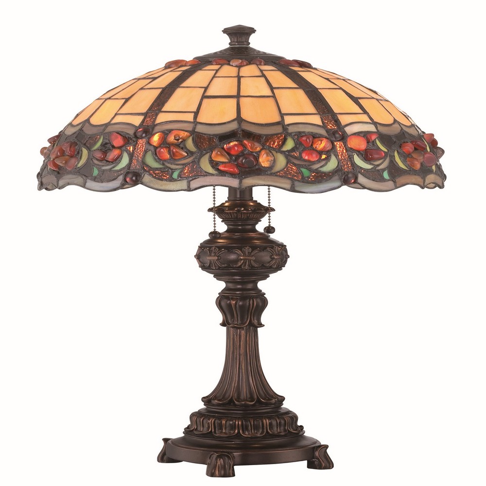 Lite Source-C41341-Deana-Two Light Table Lamp-16 Inches Wide by 25 Inches High   Dark Bronze Finish with Tiffany Glass