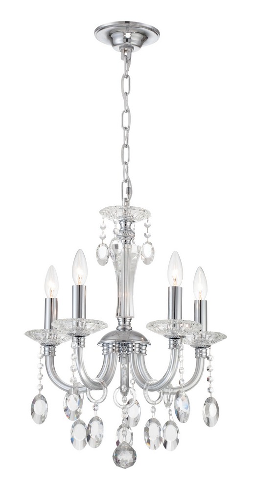 Lite Source-EL-10145-Theophilia-200W 5 LED Chandelier-17 Inches Wide by 94.5 Inches High   Chrome Finish with Clear Crystal