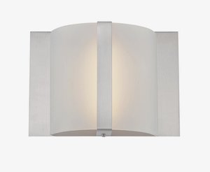 Lite Source-LS-16368-Waldo-9W LED Wall Sconce-8.5 Inches Wide by 6 Inches High   Polished Steel Finish with Frosted Glass