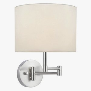 Lite Source-LS-16515WHT-Kasen-One Light Swing Arm Wall Lamp-10 Inches Wide by 11 Inches High   Polished Steel Finish with White Fabric Shade