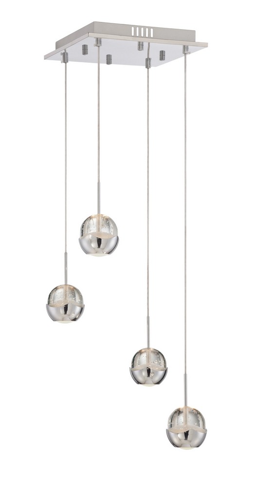 Lite Source-LS-18194-Draplin-Four Light Pendant-11.75 Inches Wide by 71 Inches High   Chrome Finish with Seeded Crystal