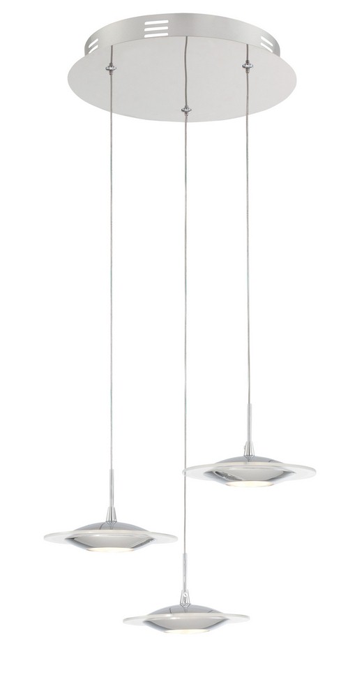 Lite Source-LS-19043-Fruma-Three Light Pendant-11.5 Inches Wide by 78.5 Inches High   Chrome Finish with Frosted Tempered Glass
