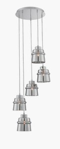 Lite Source-LS-19145-Sparta-Five Light Cluster Pendant-12 Inches Wide by 68 Inches High   Chrome Finish with Smoke Glass