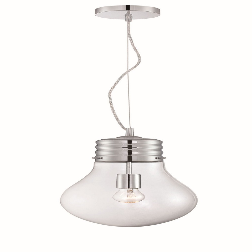 Lite Source-LS-19888-Bubba-One Light Pendant-9.5 Inches Wide by 13 Inches High   Chrome Finish with Clear Glass