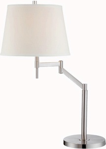 Lite Source-LS-22139-Eveleen-One Light Table Lamp-13 Inches Wide by 26.5 Inches High   Polished Steel Finish with White Fabric Shade