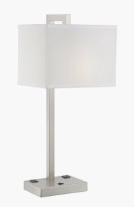 Lite Source-LS-22283-Contento-One Light Table Lamp-12 Inches Wide by 27 Inches High   Polished Steel Finish with White Fabric Shade