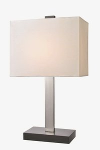Lite Source-LS-22316-Maddox-One Light Table Lamp-12 Inches Wide by 20 Inches High   Polished Steel/Black Finish with Off-White Fabric Shade