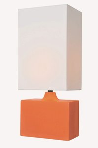 Lite Source-LS-22378ORN-Kara-One Light Table Lamp-7.5 Inches Wide by 17.5 Inches High   Orange Finish with Off-White Fabric Shade