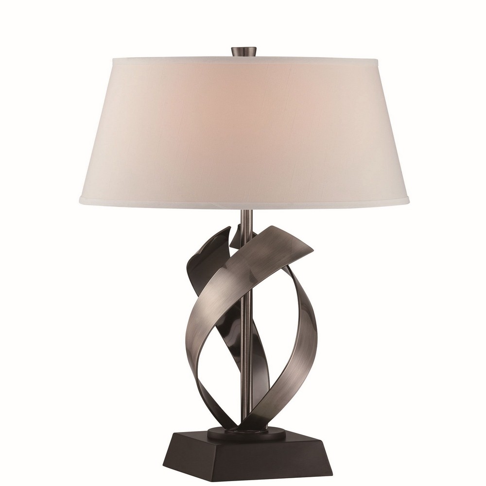 Lite Source-LS-22675-Wayde-One Light Table Lamp-15 Inches Wide by 29 Inches High   Gun Metal/Black Finish with Off-White Shade