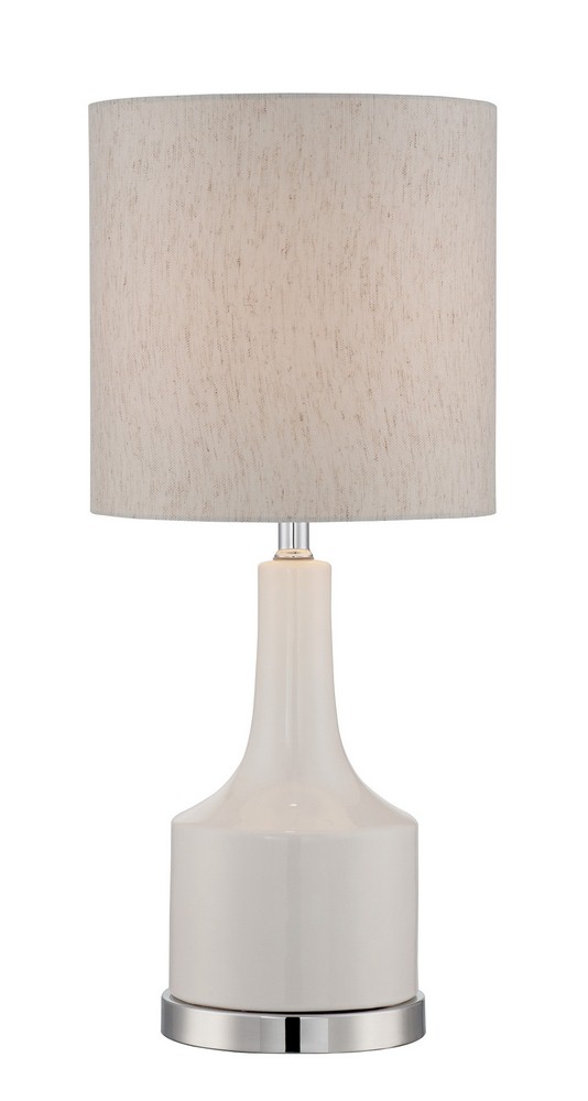 Lite Source-LS-22944-Ruana-One Light Table Lamp-11 Inches Wide by 25 Inches High   White Finish with Linen Fabric Shade