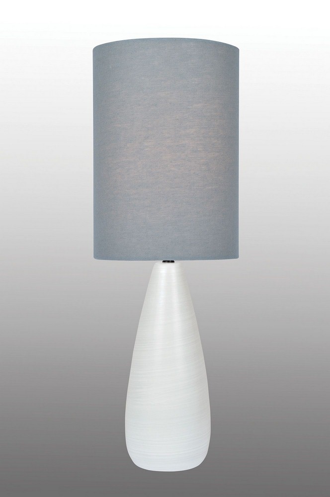 Lite Source-LS-23999WHT/GRY-Quatro-One Light Table Lamp-9.5 Inches Wide by 26.25 Inches High   Brushed White Finish with Grey Linen Shade