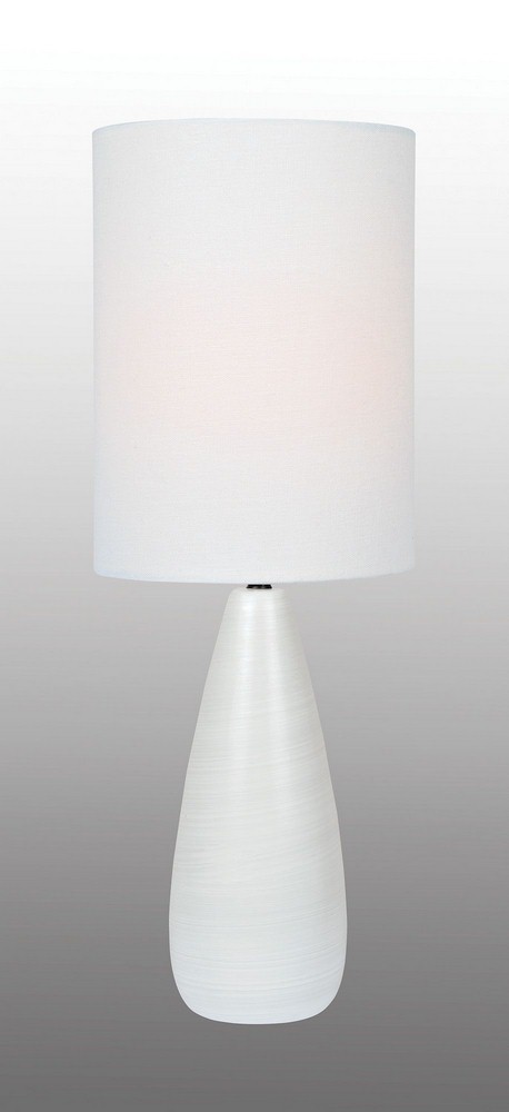 Lite Source-LS-23999WHT/WHT-Quatro-One Light Table Lamp-9.5 Inches Wide by 26.25 Inches High   Brushed White Finish with White Linen Shade