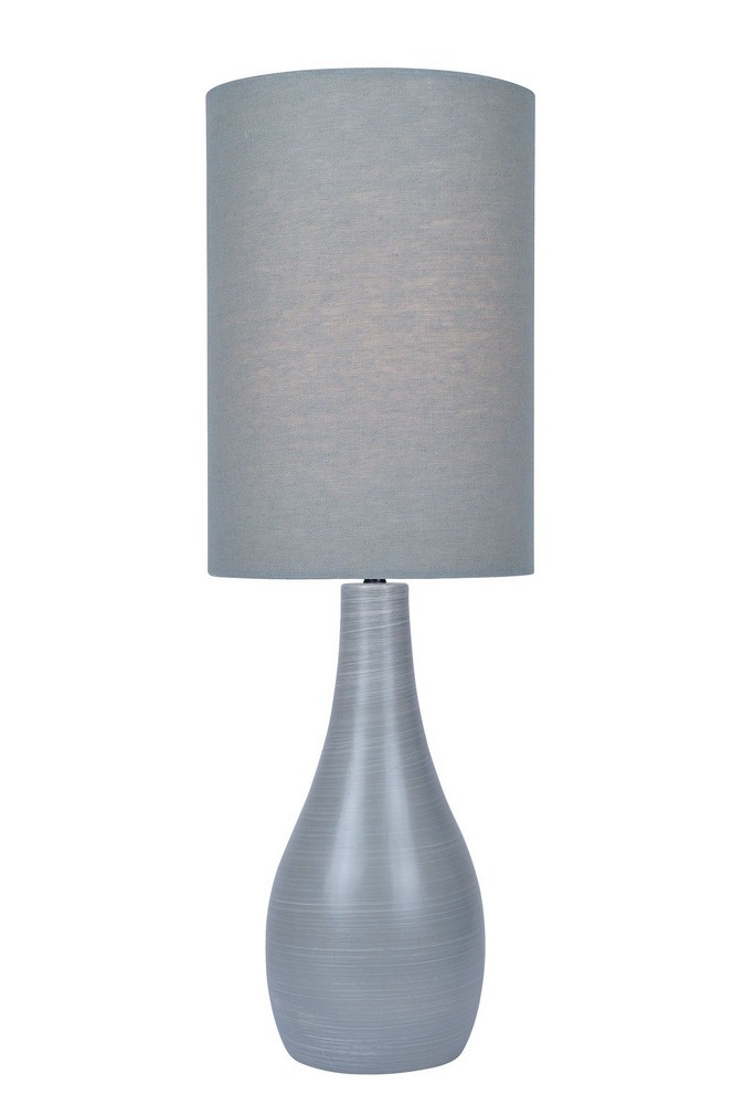Lite Source-LS-24997GRY/GRY-Quatro-One Light Table Lamp-10.5 Inches Wide by 31 Inches High   Brushed Grey Finish with Grey Linen Shade