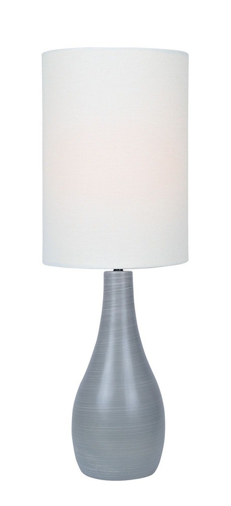 Lite Source-LS-24997GRY/WHT-Quatro-One Light Table Lamp-10.5 Inches Wide by 31 Inches High   Brushed Grey Finish with White Linen Shade