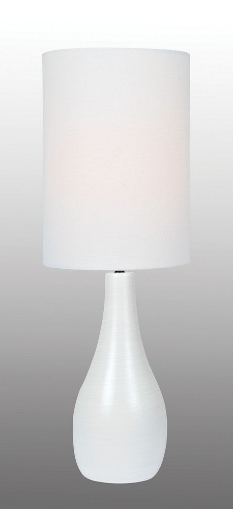 Lite Source-LS-24997WHT/WHT-Quatro-One Light Table Lamp-10.5 Inches Wide by 31 Inches High   Brushed White Finish with White Linen Shade