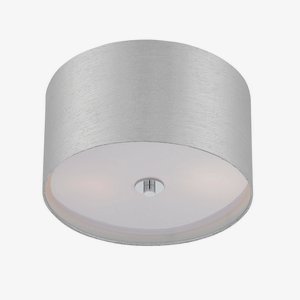 Lite Source-LS-5569C/SIL-Silvain-Two Light Flush Mount-14 Inches Wide by 6.5 Inches High   Chrome Finish with Silver Fabric Shade