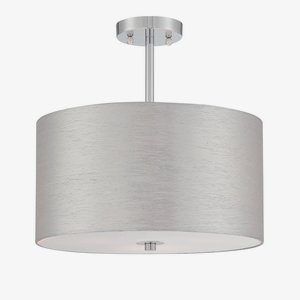 Lite Source-LS-5570C/SIL-Silvain-Three Light Semi-Flush Mount-16 Inches Wide by 13.5 Inches High   Chrome Finish with Silver Fabric Shade