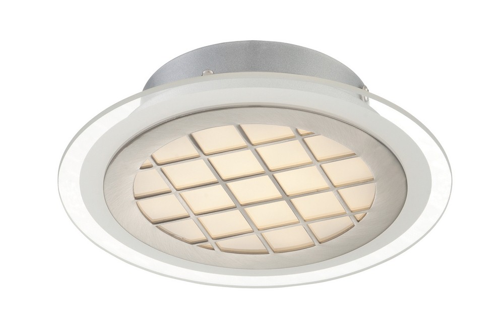 Lite Source-LS-5700-Lamont-9W 1 LED Flush Mount-8.75 Inches Wide by 2.25 Inches High   Silver Finish with Frosted Glass