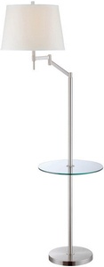 Lite Source-LS-82139-Eveleen-One Light Floor Lamp-15 Inches Wide by 63 Inches High   Polished Steel Finish with White Fabric Shade