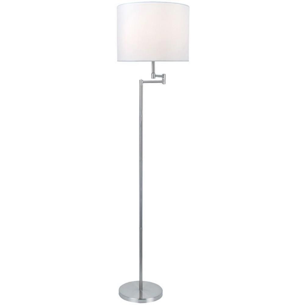 Lite Source-LS-82215PS/WHT-Durango - One Light Floor Lamp   Polished Steel Finish with White Fabric Shade