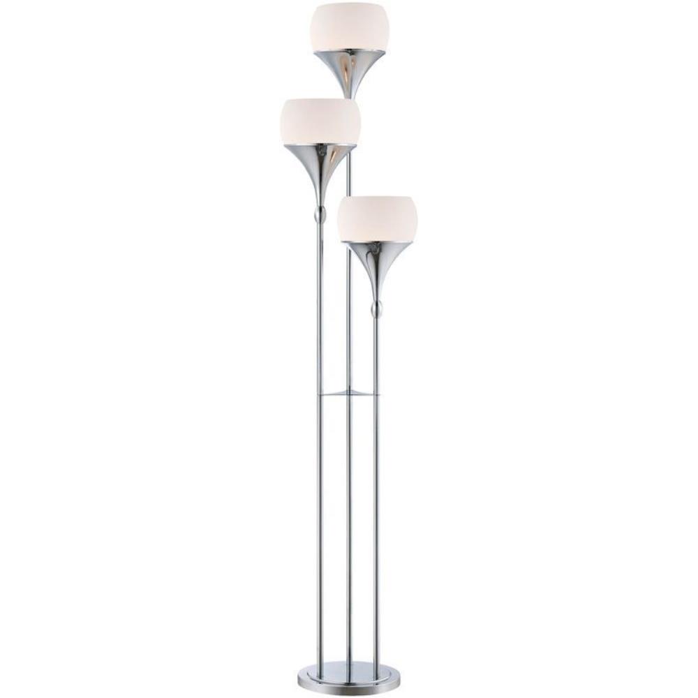 Lite Source-LS-82225-Celestel-Three Light Floor Lamp-12 Inches Wide by 65 Inches High   Polished Chrome Finish with Frost Glass