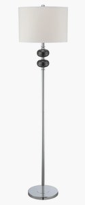 Lite Source-LS-82263-Mistico-One Light Floor Lamp-15 Inches Wide by 60.5 Inches High   Gun Metal/Chrome Finish with Off-White Fabric Shade