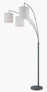 Lite Source-LS-82533-Vasanti-Three Light Arc Floor Lamp-13 Inches Wide by 85 Inches High   Dark Bronze Finish with Off-White Patterned Fabric Shade