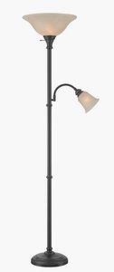 Lite Source-LS-82550D/BRZ-Henley - Two Light Torchier/Reading Lamp   Dark Bronze Finish with Amber Cloud Glass