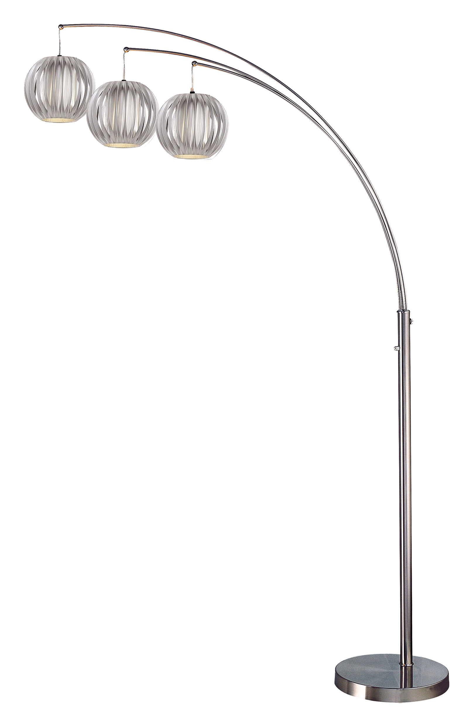 Lite Source-LS-8871PS/GREY-Deion-Three Light Floor Lamp-44 Inches Wide by 92.5 Inches High   Polished Steel Finish with Gray Shade