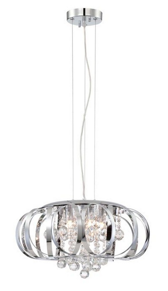 Lite Source-EL-10137-Creola-Five Light Pendant-16.5 Inches Wide by 78 Inches High   Chrome Finish with Clear Crystal