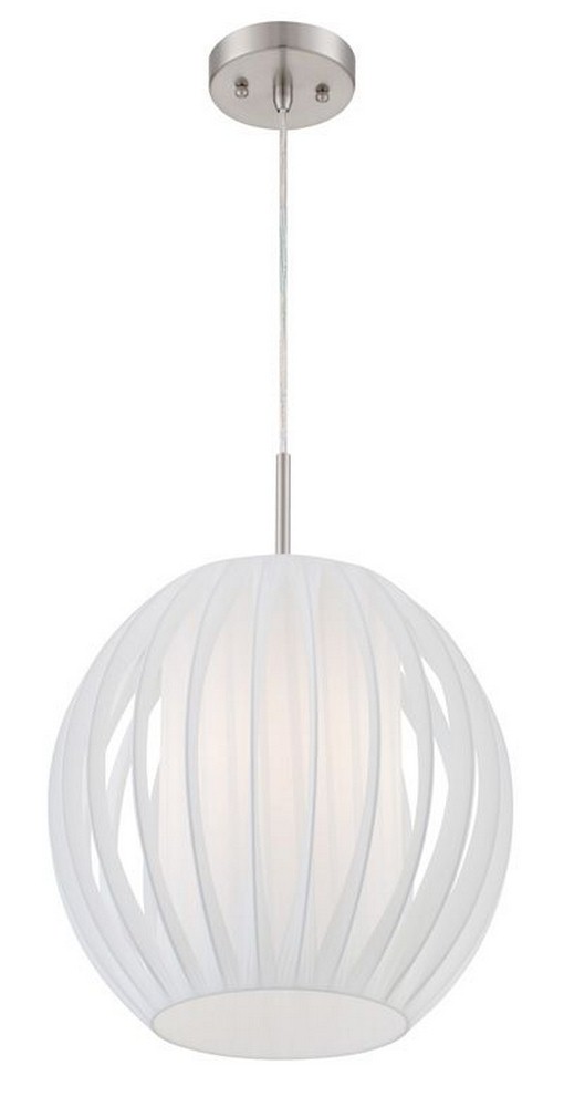 Lite Source-LS-18870PS/WHT-Deion-One Light Pendant-15 Inches Wide by 75 Inches High   Polished Steel Finish with White Shade