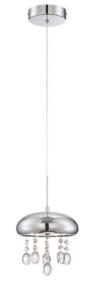 Lite Source-LS-19590-Andrea-5W 5 LED Pendant-7.5 Inches Wide by 79 Inches High   Chrome Finish with Clear Crystal