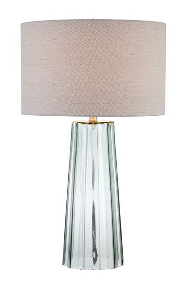 Lite Source-LS-22881-Rogelio - One Light Table Lamp   Clear Tempered Finish with White Fabric Shade