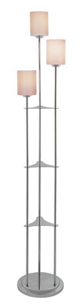 Lite Source-LS-80700BN-Bess - Three Light 60W Floor Lamp   Brushed Nickel Finish with Frosted Glass