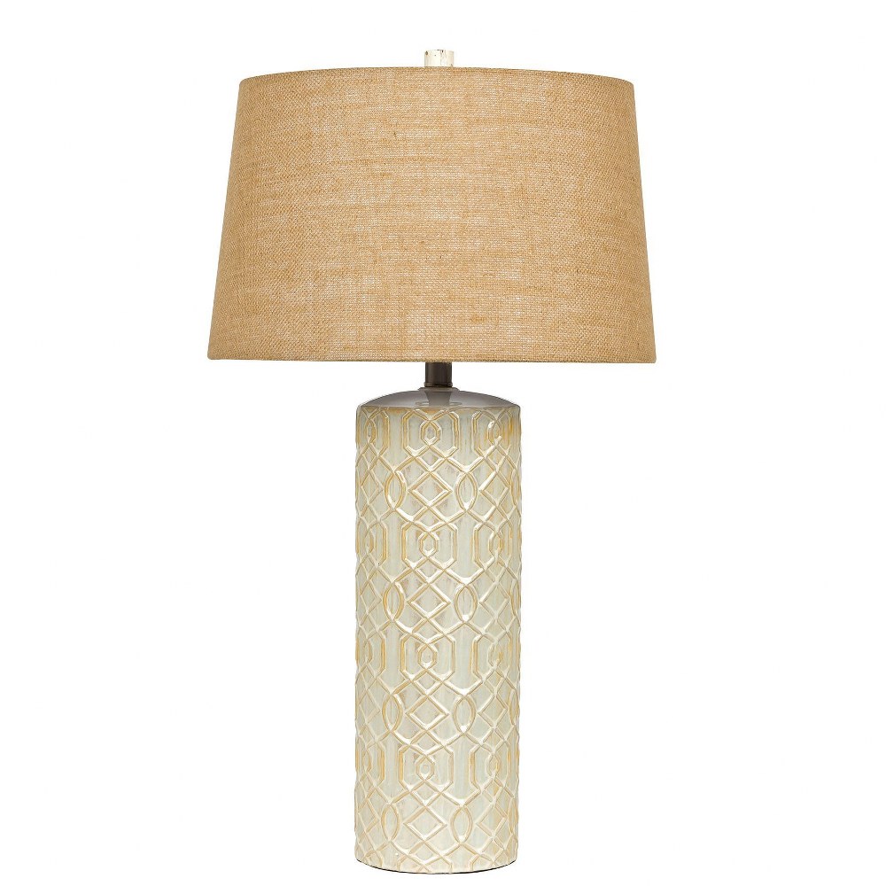 Litex-BL14LTX-28.38 Inch One Light Table Lamp   Aged White Finish with Beige Fabric Shade