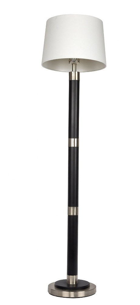 Litex-BLF15LTX-61.9 Inch One Light Floor Lamp   Black/Silver Finish with White Fabric Shade