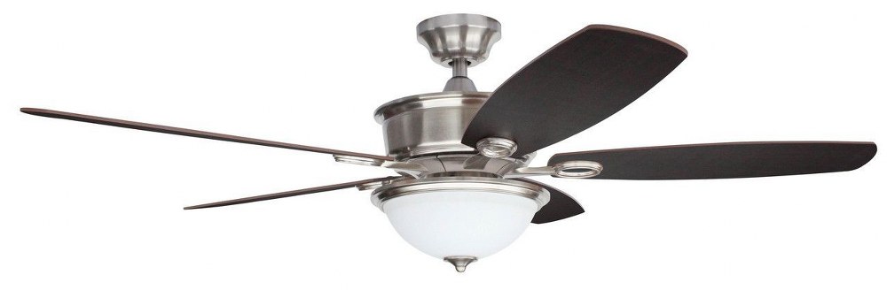 Litex-CAF56BNK5CRS-Soe Napoli - 5 Blade Ceiling Fan with Light Kit-17 Inches Tall and 56 Inches Wide Brushed Nickel Finish with Mahogany Blade Finish with Frosted Glass