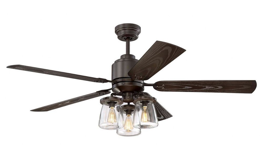 Litex-COS52OSB5LR-Andrus - 5 Blade Ceiling Fan with Light Kit-22 Inches Tall and 52 Inches Wide Bronze Finish with Bronze Blade Finish with Clear Glass