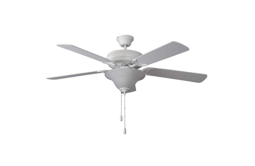 Litex-DCF52MWW5L-52 Inch Ceiling Fan with Light Kit   Matte White Finish with Matte White Blade Finish with White Glass
