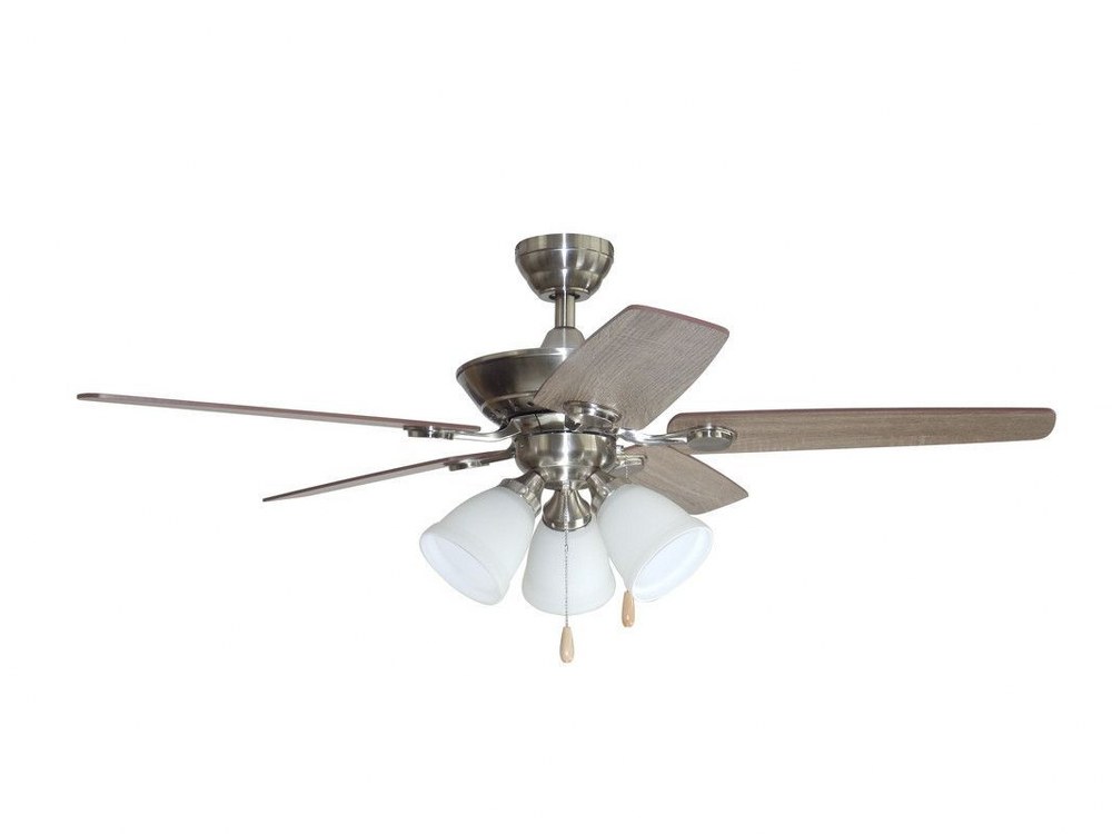 Litex-DS48BNK5L-Duhamel - 5 Blade Ceiling Fan with Light Kit-19 Inches Tall and 48 Inches Wide Brushed Nickel Finish with Anigre/Aged Cherry Blade Finish with White Opal Glass