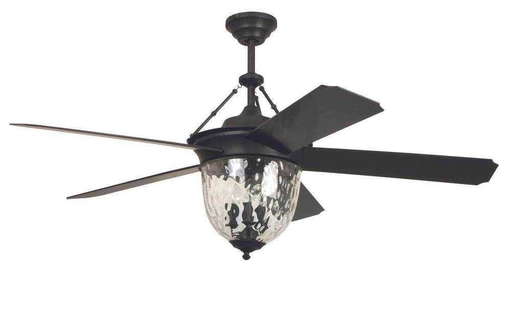 Litex-KM52ABZ5LR-Knightsbridge - 5 Blade Ceiling Fan with Light Kit-26.5 Inches Tall and 52 Inches Wide Aged Bronze Finish with Aged Bronze Blade Finish with Clear Seeded Glass